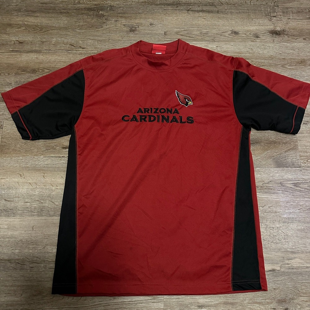 NFL Arizona Cardinals Shirt Mens Large Red Black Performance Short Sleeve Logo